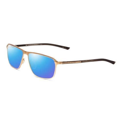 Porsche Design P8285-B 56mm Polarized Sunglasses Satin Gold Black 4 Lens Options Blue Mirror Polar