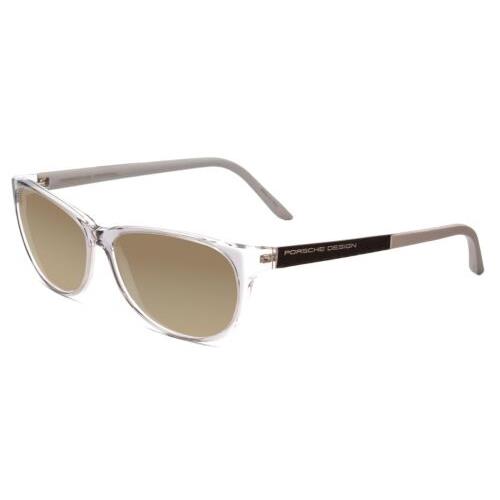 Porsche Design P8246-D Oval 56mm Polarized Sunglasses Crystal Grey 4 Lens Option Amber Brown Polar