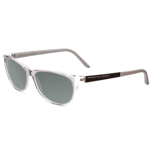 Porsche Design P8246-D Oval 56mm Polarized Sunglasses Crystal Grey 4 Lens Option Smoke Grey Polar