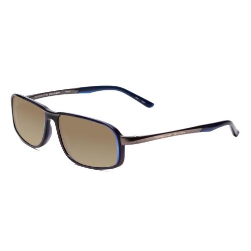 Porsche P8229-D 57mm Polarized Sunglasses Crystal Blue Gun Metal 4 Lens Option Amber Brown Polar