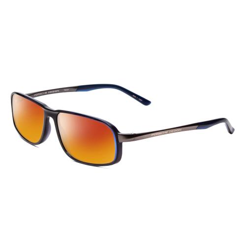 Porsche P8229-D 57mm Polarized Sunglasses Crystal Blue Gun Metal 4 Lens Option Red Mirror Polar