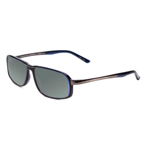 Porsche P8229-D 57mm Polarized Sunglasses Crystal Blue Gun Metal 4 Lens Option Smoke Grey Polar