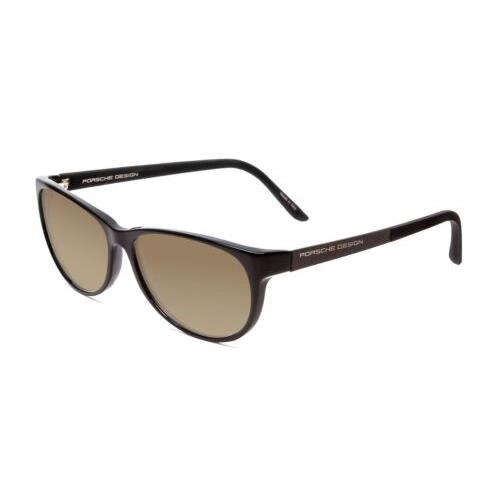 Porsche Design P8246-A Unisex Oval 56mm Polarized Sunglasses Black 4 Lens Option Amber Brown Polar