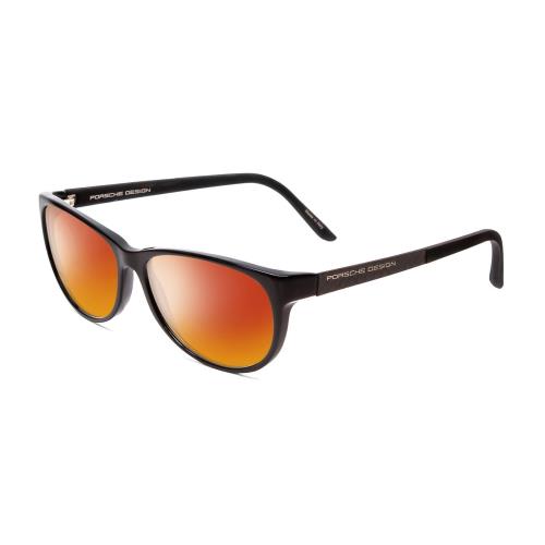 Porsche Design P8246-A Unisex Oval 56mm Polarized Sunglasses Black 4 Lens Option Red Mirror Polar