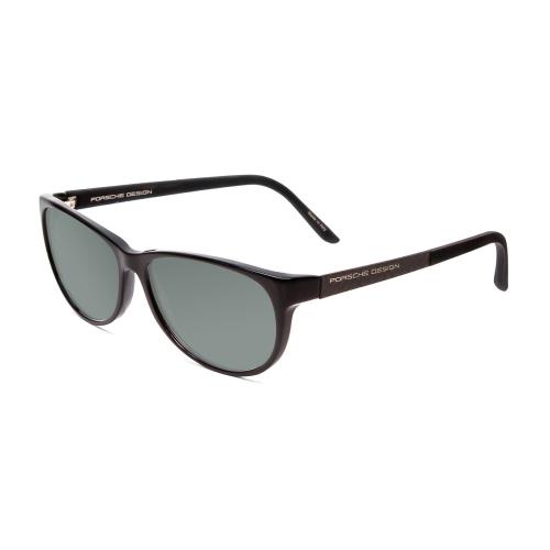 Porsche Design P8246-A Unisex Oval 56mm Polarized Sunglasses Black 4 Lens Option Smoke Grey Polar