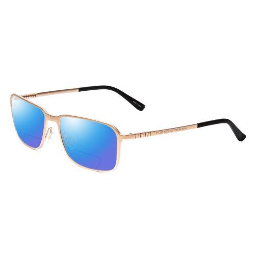 Porsche P8293-C 55mm Polarized Bi-focal Sunglasses Light Gold Black Lens Options Blue Mirror