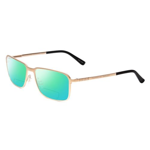 Porsche P8293-C 55mm Polarized Bi-focal Sunglasses Light Gold Black Lens Options Green Mirror