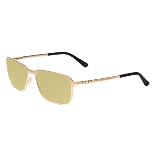 Porsche P8293-C 55mm Polarized Bi-focal Sunglasses Light Gold Black Lens Options Yellow