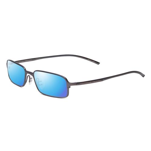 Porsche P8185-B 52mm Polarized Sunglasses Matte Gray Blue Titanium 4 Lens Option Blue Mirror Polar