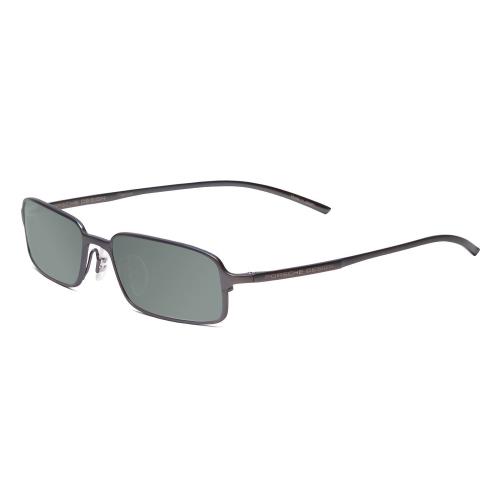 Porsche P8185-B 52mm Polarized Sunglasses Matte Gray Blue Titanium 4 Lens Option Smoke Grey Polar