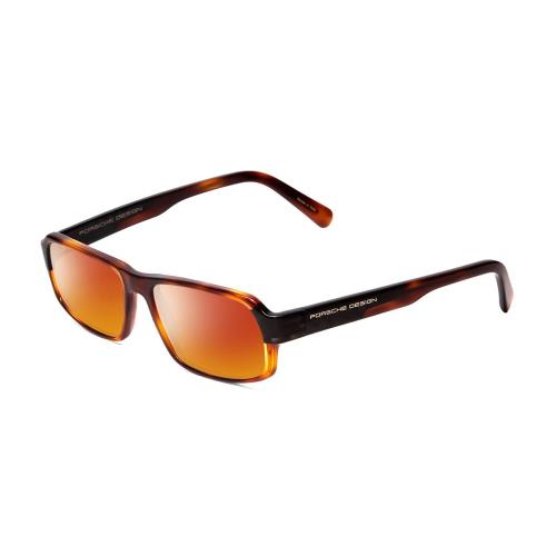 Porsche P8215-B 55 mm Polarized Sunglasses in Havana Tortoise Brown Carbon Fiber Red Mirror Polar