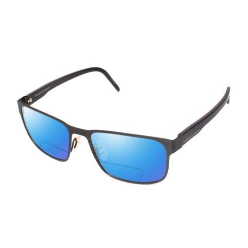 Porsche Design P8291-A-55 mm Polarized Bi-focal Sunglasses Gun Metal Grey Black Blue Mirror