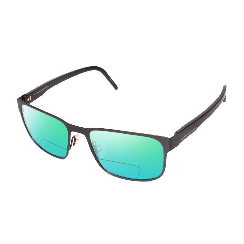 Porsche Design P8291-A-55 mm Polarized Bi-focal Sunglasses Gun Metal Grey Black Green Mirror