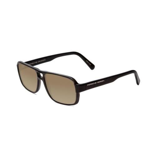 Porsche Designs P8217-A 56mm Polarized Sunglasses Crystal Dark Grey Carbon Fiber Amber Brown Polar