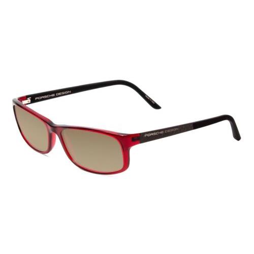 Porsche Designs P8243-C 54mm Polarized Sunglasses Crystal Cherry Red Matte Black Amber Brown Polar