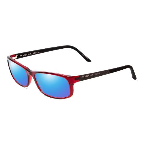 Porsche Designs P8243-C 54mm Polarized Sunglasses Crystal Cherry Red Matte Black Blue Mirror Polar