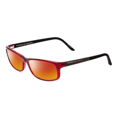 Porsche Designs P8243-C 54mm Polarized Sunglasses Crystal Cherry Red Matte Black Red Mirror Polar