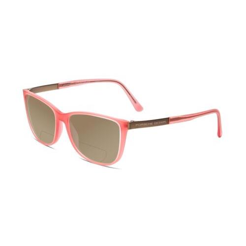 Porsche P8266-D Cateye 54mm Polarized Bi-focal Sunglasses Crystal Rose Gold Pink Brown