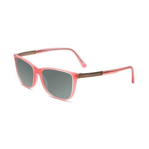 Porsche P8266-D Cateye 54mm Polarized Bi-focal Sunglasses Crystal Rose Gold Pink Grey