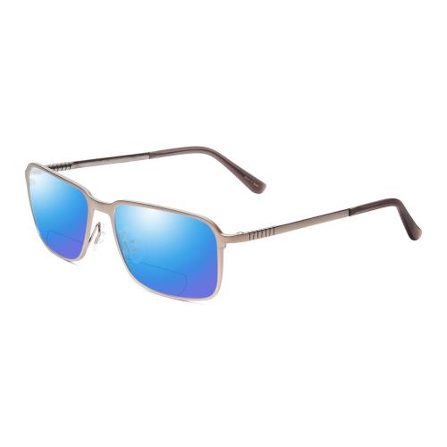 Porsche P8293-B 55 mm Polarized Bi-focal Sunglasses Silver Black 41 Lens Options Blue Mirror