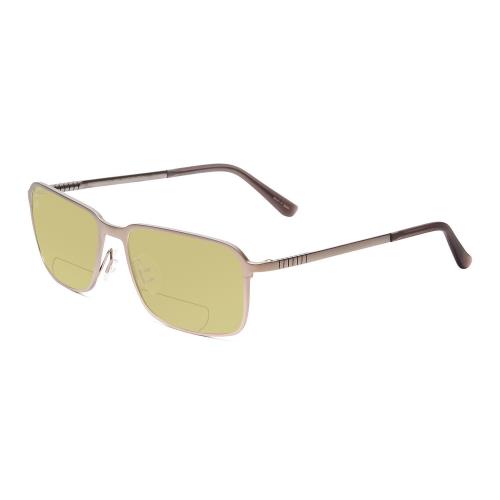 Porsche P8293-B 55 mm Polarized Bi-focal Sunglasses Silver Black 41 Lens Options Yellow