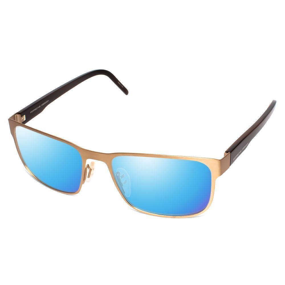 Porsche Design P8291-D-55mm Polarized Sunglasses 4 Lens Option Copper Brown Horn Blue Mirror Polar