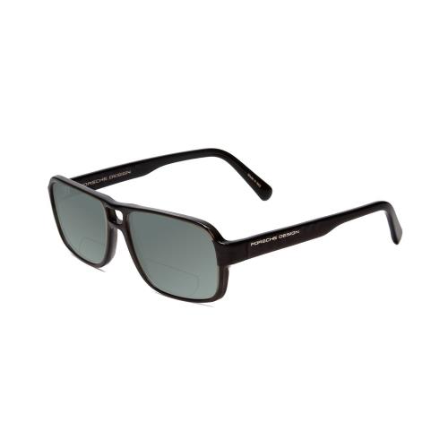 Porsche P8217-A 56mm Polarize Bi-focal Sunglasses Crystal Dark Grey Carbon Fiber Grey