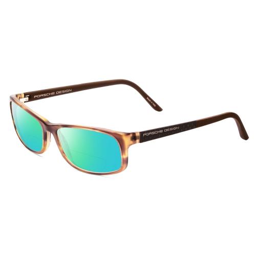 Porsche P8243-B 54mm Polarized Bi-focal Sunglasses Crystal Brown Matte 41 Option Green Mirror