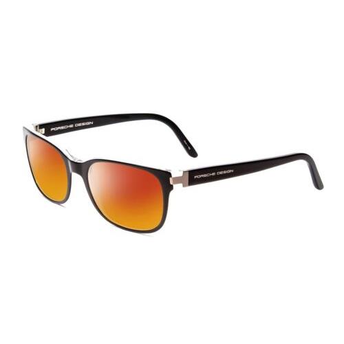 Porsche P8250-A 55 mm Polarized Sunglasses in Black Layer Crystal 4 Lens Options Red Mirror Polar