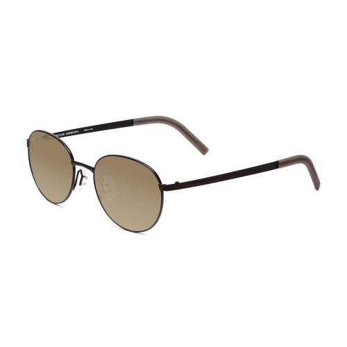 Porsche P8315-A Round 52 mm Polarized Sunglasses Satin Black Grey 4 Lens Options Amber Brown Polar