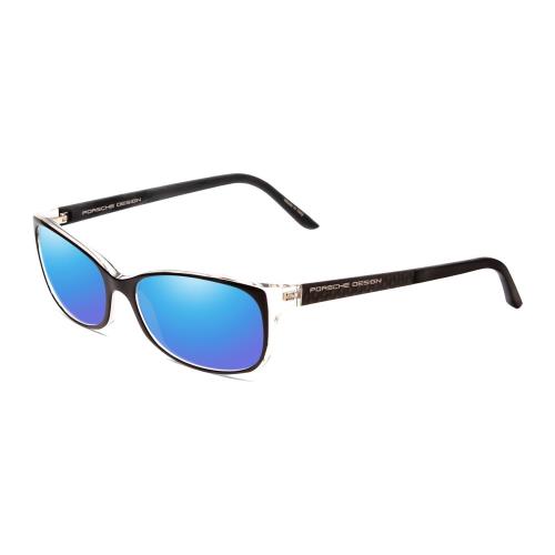 Porsche P8247-A 55 mm Polarized Sunglasses in Black Layer Crystal 4 Lens Options Blue Mirror Polar