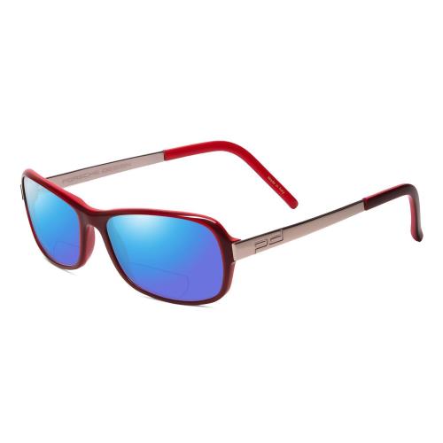 Porsche P8207-B Cateye 53mm Polarize Bi-focal Sunglasses Red Gunmetal 41 Options Blue Mirror