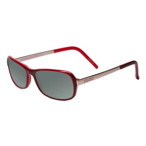 Porsche P8207-B Cateye 53mm Polarize Bi-focal Sunglasses Red Gunmetal 41 Options Grey