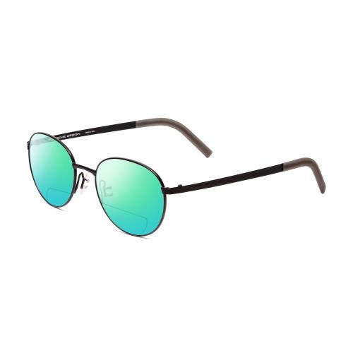 Porsche P8315-A Round 52mm Polarized Bi-focal Sunglasses in Black Grey 41 Option Green Mirror