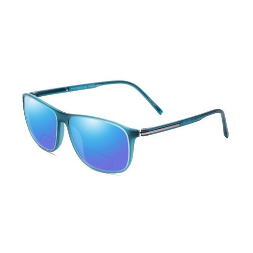 Porsche P8278-B 56 mm Polarized Bi-focal Sunglasses Crystal Azure Turquoise Blue Blue Mirror