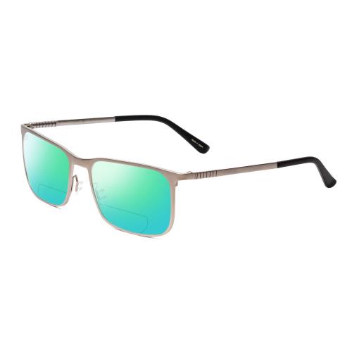 Porsche P8294-C 54 mm Polarized Bi-focal Sunglasses Silver Black 41 Lens Options Green Mirror