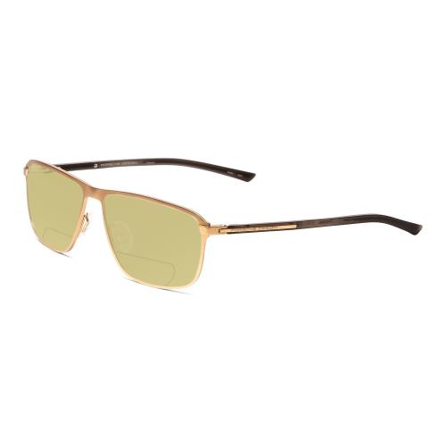 Porsche P8285-B 56mm Polarized Bi-focal Sunglasses Satin Gold Black Lens Options Yellow