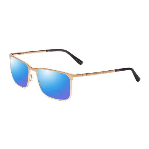 Porsche P8294-B 54mm Polarized Bi-focal Sunglasses Light Gold Black Lens Options Blue Mirror