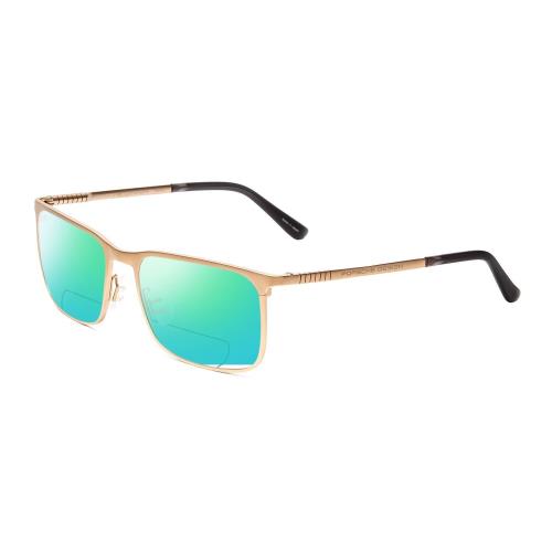 Porsche P8294-B 54mm Polarized Bi-focal Sunglasses Light Gold Black Lens Options Green Mirror