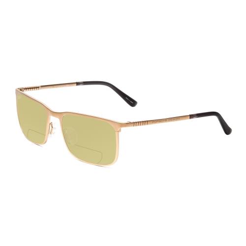 Porsche P8294-B 54mm Polarized Bi-focal Sunglasses Light Gold Black Lens Options Yellow