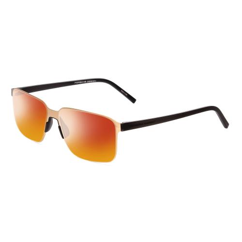 Porsche Design P8313-B 57mm Polarized Sunglasses Satin Gold Black 4 Lens Options Red Mirror Polar