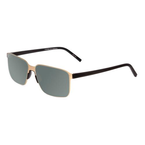 Porsche Design P8313-B 57mm Polarized Sunglasses Satin Gold Black 4 Lens Options Smoke Grey Polar