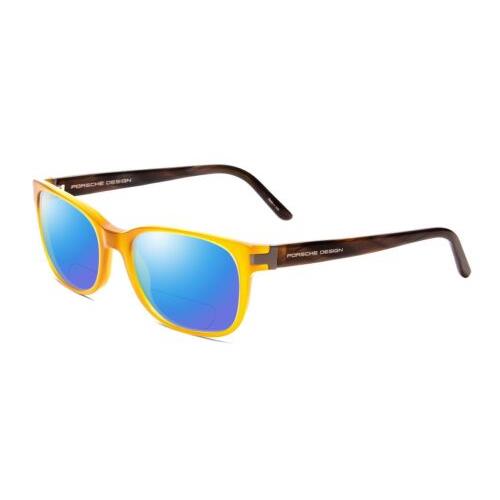 Porsche P8250-B 55mm Polarized Bi-focal Sunglasses in Yellow Orange Brown Marble Blue Mirror