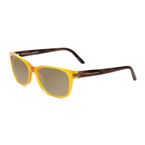 Porsche P8250-B 55mm Polarized Bi-focal Sunglasses in Yellow Orange Brown Marble Brown