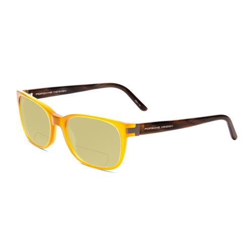 Porsche P8250-B 55mm Polarized Bi-focal Sunglasses in Yellow Orange Brown Marble Yellow