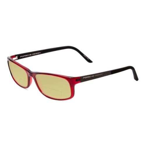 Porsche P8243-C 54mm Polarize Bi-focal Sunglasses Crystal Cherry Red Matte Black Yellow