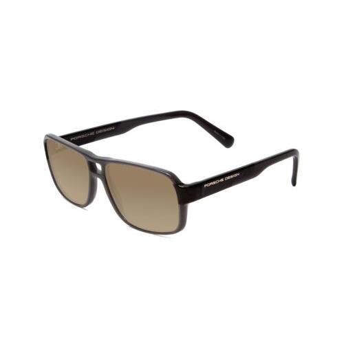 Porsche P8217-C 56mm Polarized Sunglasses Light Grey Carbon Fiber 4 Lens Options Amber Brown Polar