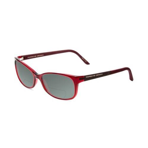 Porsche P8247-D 55mm Polarized Bi-focal Sunglasses Red Matte Burgundy 41 Options Grey