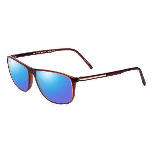 Porsche P8278-D 56 mm Polarized Bi-focal Sunglasses Crystal Red Brown 41 Options Blue Mirror