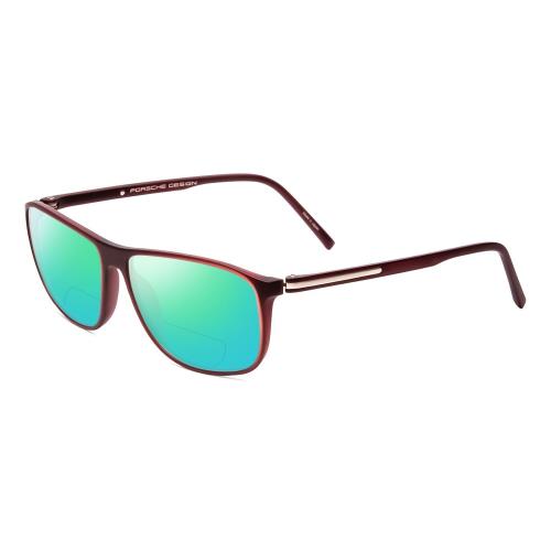 Porsche P8278-D 56 mm Polarized Bi-focal Sunglasses Crystal Red Brown 41 Options Green Mirror